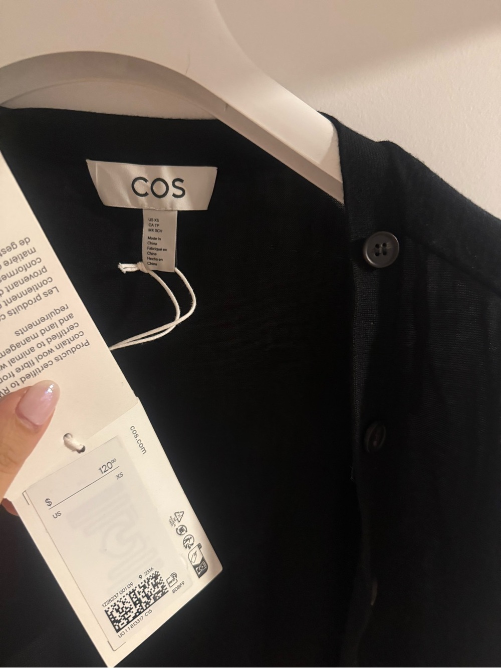 COS Black Lightweight Button-Up Cropped Cardigan - Picture 2 of 3
